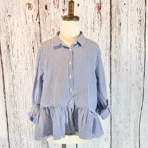 Girls Zara Striped Flounce Shirt